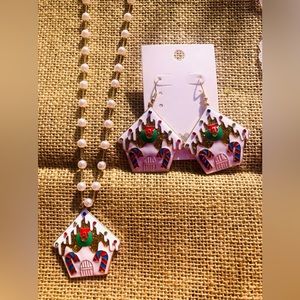 NEW CHRISTMAS WAFFLE BRAND NECKLACE & EARRINGS SET